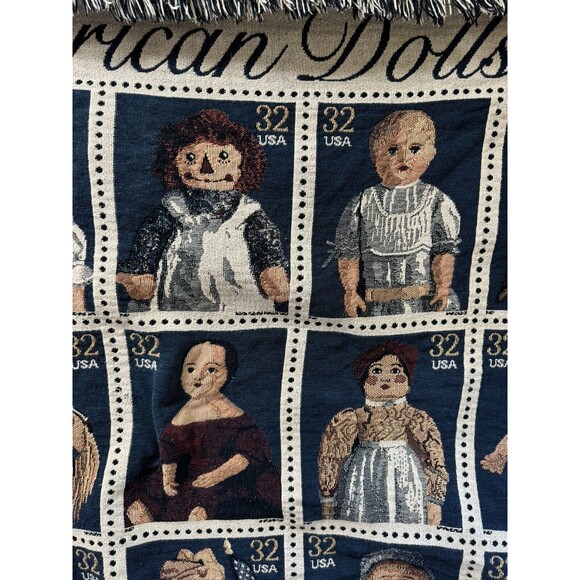 Classic American Dolls 1996 USPS Stamp Collection Royal Tapestry Jacquard Throw - Picture 4 of 10